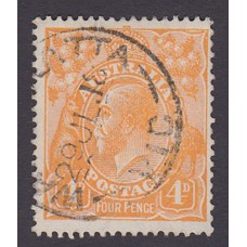 Australian    King George V    4d Orange   Single Crown WMK Plate Variety 2R59